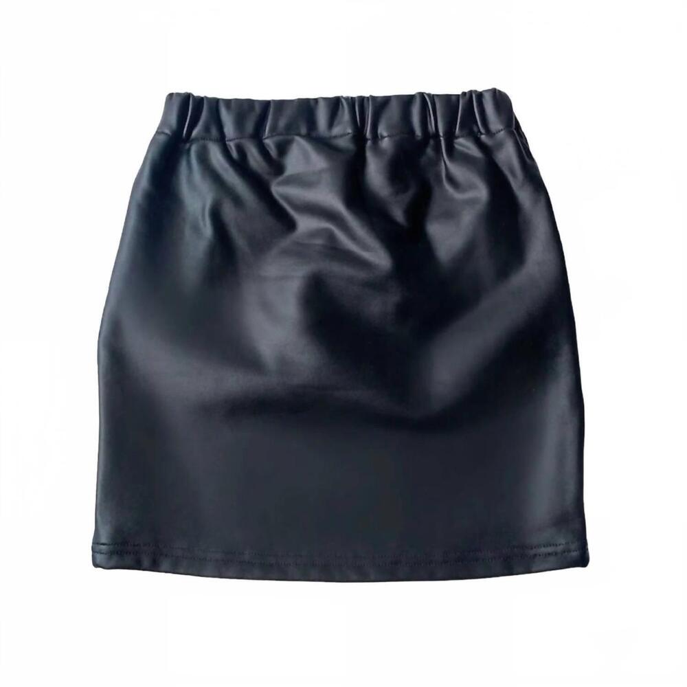 NEW LITTLE OLIN girl's faux leather skirt in black